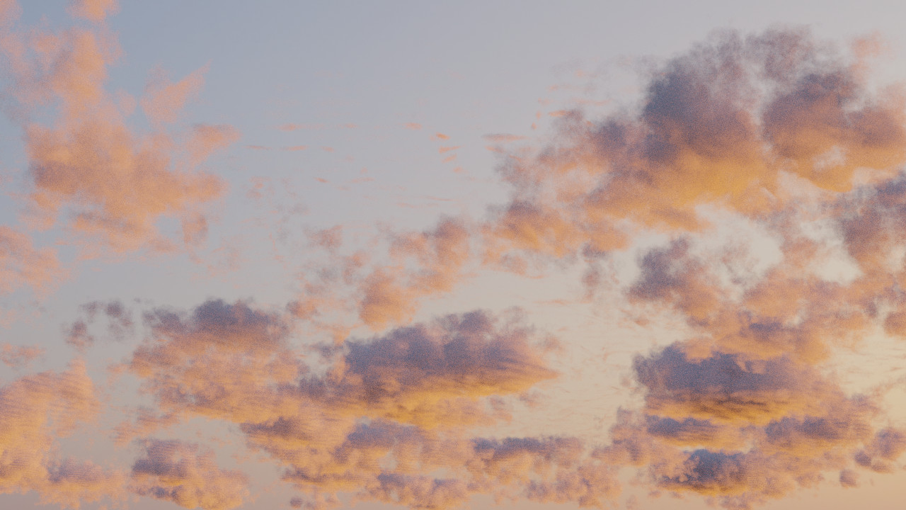 Ejemplo de renderizado de un paisaje de nubes generado con el add-on.
